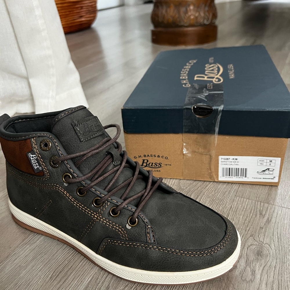 G.H Bass Men's Charcoal Tan High-Top Boot Sneaker